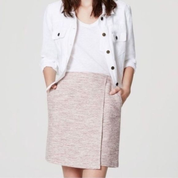 LOFT Dresses & Skirts - Loft Casual Pink Tweed Skirt, Size 0
